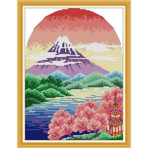 Fuji Mountain 2 cross stitch kit aida 14ct 11ct count printed canvas stitches embroidery DIY handmade needlework