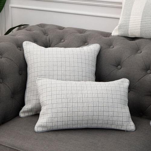 DUNXDECO Cushion Cover Decorative Pillow Case Modern Gray Geometric Check Cotton Weaving Coussin Sofa Chair Bedding Cushion Cove