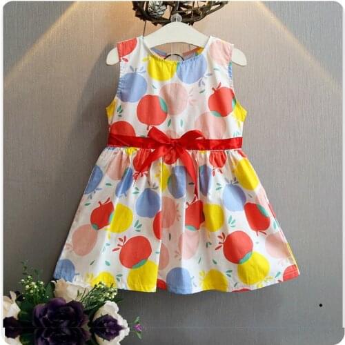 2016 Summer New Pattern Korean Childrens Garment Girl Baby Bow Colour Apple Dress Girl Vest Jacket