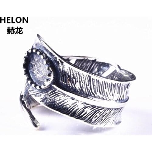 Sterling Silver 925 Engagement Wedding Semi Mount Ring 5x7mm Oval Cabochon Fine Jewelry Setting for Gemstone Art Deco Vintage