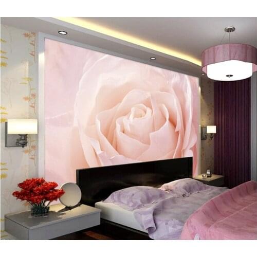 Wholesale Light Pink Rose FLower Mural 3d Wall Photo Murals Wallpaper for Bedroom Wedding Room 3d Wall Mural Fresco 3d Murals