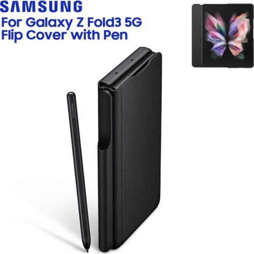 Original Samsung Flip Cover LED Smart Cover with S-Pen For SAMSUNG Galaxy Galaxy Z Fold3 Fold 3 5G Phone Protection Case