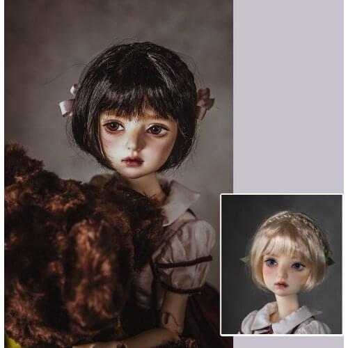 BJD Baby Wigs Fit for 1/3 1/4 1/6 1/8 Size Fashion Love Mushroom Short Bob Hair Braids Super Soft Milk Silk doll Wigs