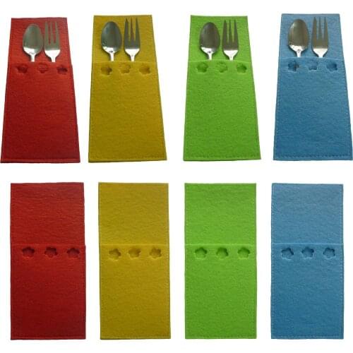 Easter Cutlery Holders Flower Shaped Fork Knife Bags Pocket Easter Tableware Decoration