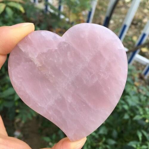 60-70mmNatural Rose quartz adiabatic Cup Mat Crystal Plate Heart shaped Coaster Mineral Specimen Wedding Decoration Gift