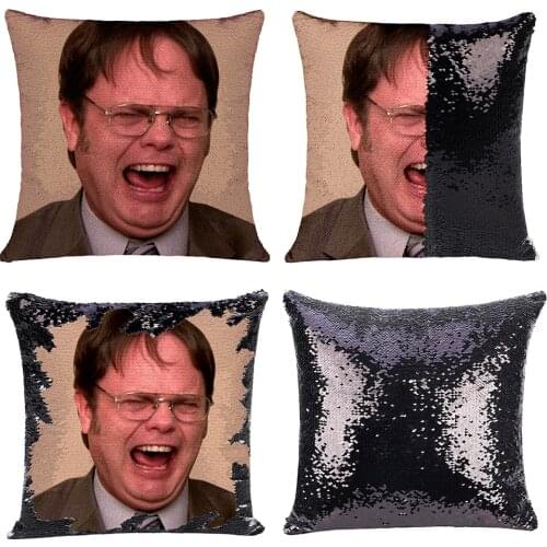 Dwight Schrute laughing sequin pillow | sequin Pillowcase | Two color pillow | gift for her | gift for him | pillow | magic pill