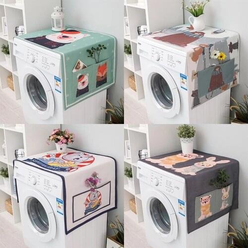 Washing Machine Dust Cover Single Door Refrigerator Microwave Oven Cotton Linen Waterproof Cover Cloth Home Decoration