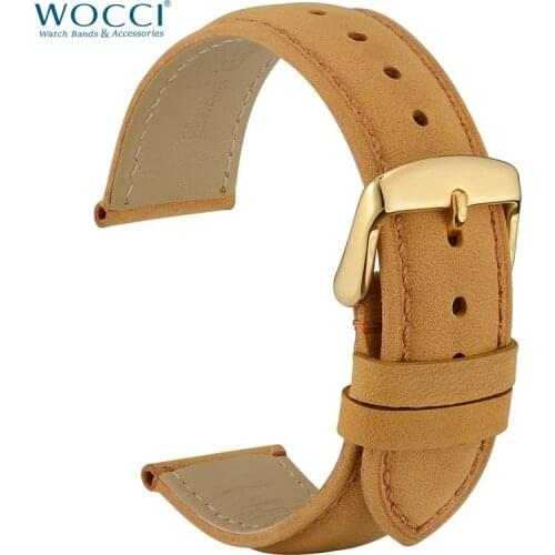 WOCCI Luxury Watchband 18mm 19mm 20mm 21mm 22mm Suede Genuine Leather Watch Strap Gold Classical Style Retro Watch Replacement