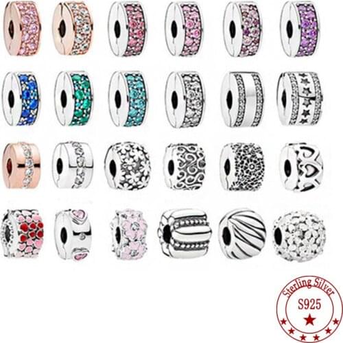 S925 Sterling Silver Positioning Loose Fixed Clip Diy Accessories Suitable For Pandora Bracelet Beads Jewelry Wedding Gifts