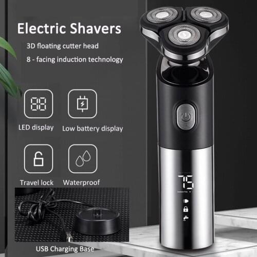 Electric Shaver Mens Razor Beard Trimmer shaving machine 3 blades USB rechargeable 3D shaving Dry wet LED display Smart Shaver