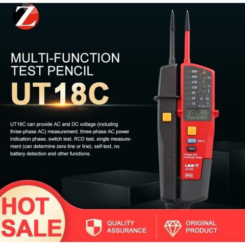 UNI-T Waterproof Voltage and Continuity Tester Voltage and Continuity Meter UT18C 100V~690V Single lead (L2) voltage detection