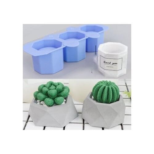 Octagonal Flower Pot Silicone Mold for Concrete Fleshy Candlestick Mold Ceramic Clay DIY Crafts Mold DIY Flower Pot Mold