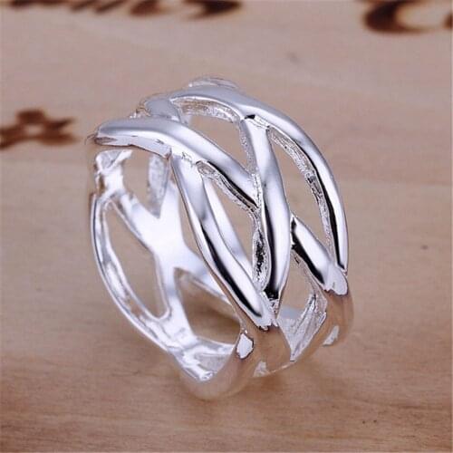 SIZE 6-10 silver color hollow women lady party jewelry cute pretty rings fashion jewelry Free shipping nets ring R010