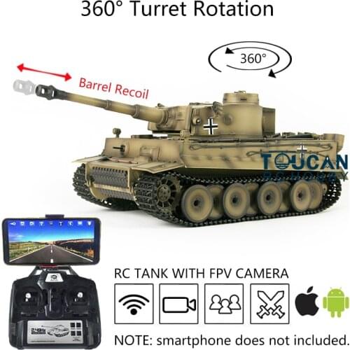 1/16 Henglong 7.0 FPV Plastic Tiger I RC Tank 3818 Barrel Recoil 360 Turret TH17264-SMT4