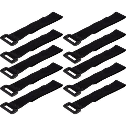 10 Pieces Nylon Hook and Loop Straps Fastening Cable Ties with Buckle Black