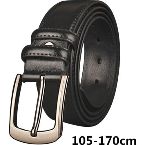 105-170cm Big Size Genuine Leather Belts Men High Quality Casual Leather Belts Of Men Plus Size Strap Male Pin Buckle Waistband