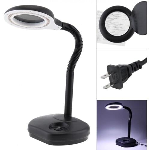 110V / 220V 18W Magnifying Light Brightness Desk Lamp with 5X 10X and 40 LED Lighting for Reading / Illuminating / Engraving