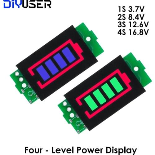1S 2S 3S 4S Single 3.7V Lithium Battery Capacity Indicator Module 4.2V Blue Display Electric Vehicle Battery Power Tester Li-ion