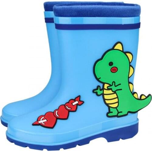 2021 Kids Rain Boots Children Boots Toddler Cartoon Unicorn Shoes Waterproof For Girls Rubber Boys Baby Anti-slip Warm Removable