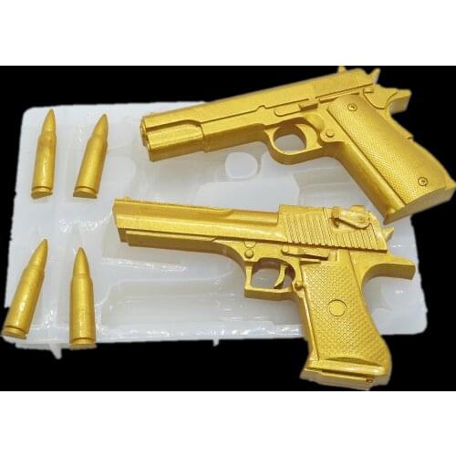 Luyou Pistol Fondant Molds Cake Decorating Tools Resin Mold For Baking, 3D Gun DIY Silicone Mold UV Casting Tools FM2045