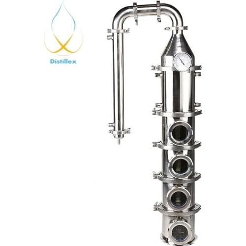 6"154mm (OD167mm ) 99.9% Copper bubble plates Distillation Column with 4 section for distillation Stainless Steel 304 column