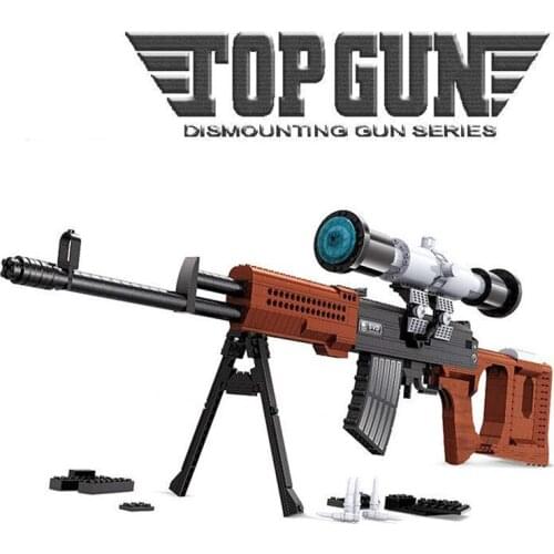 712Pcs Military Army Weapon Snayperskaya Vinyovka Dragunov Building Blocks Classic SVD Sniper Gun Educational Toys for Children