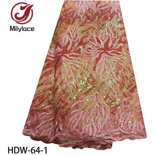 African Lace Fabric 2020 High Quality French Net Lace Fabric with Sequins Lace Fabric for Party Dress HDW-64