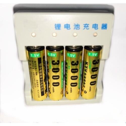 4PCS 1.5v AA 3000mWh no memory effect aa rechargeable Li-polymer li-ion polymer lithium battery + 4 slots USB Charger