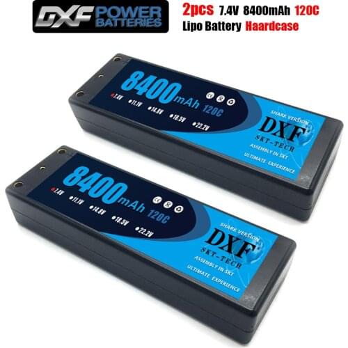 2PCS DXF Battery Lipo 2S 7.4V 8400mah 6500mah 5200mah 120C 100C 100C with 4mm Hardcase for RC Evader BX Car Truck Truggy Buggy