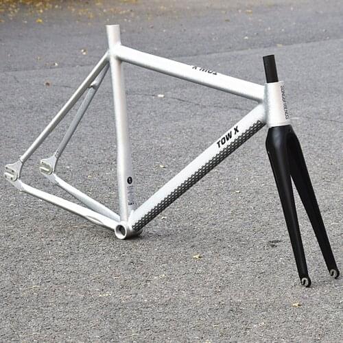 700C Aluminum Fixed Gear Frameset Carbon Fork 55cm Include headset Seatposts Clamps