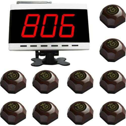 SINGCALL Wireless Calling System, Table Call System, for Hospital. Restaurant Pack of 1Pc White Display and 10Pcs Table Bells
