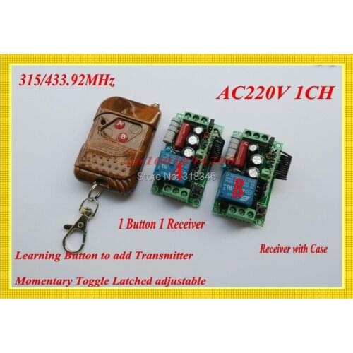 220V 1Channel Radio Wireless Switch for Light Lamp LED SMD ON OFF Wireless Receiver&Transmitter 10A Momenrary Toggle Latched