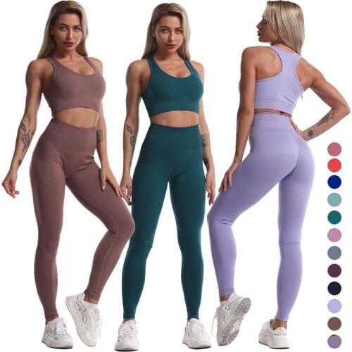 Seamless Women Yoga Set Workout Shirts Sport Pants Bra Gym Suits Fitness Shorts Top High Waist Running Leggings Sports Sets