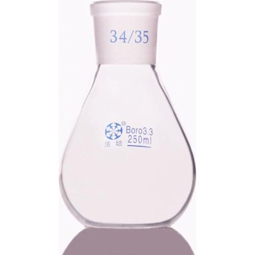 Evaporation bottle 250ml,Flask eggplant shape,short neck standard grinding mouth 34/35,Eggplant-shaped flat bottom flask