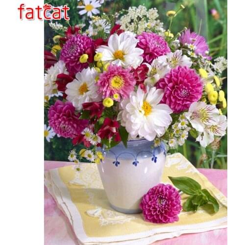 FATCAT 5D Diy Diamond Embroidery Still life flower Full square round DIY Diamond Painting Cross Stitch Rhinestone Mosaic AE670