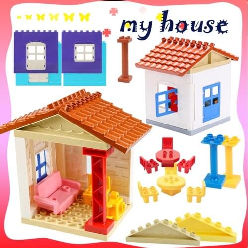 Figure Girl Grandmother Roof Base Plate Table Accessories Big Size Building Blocks DIY House Set Bricks Educational Toy for Kids