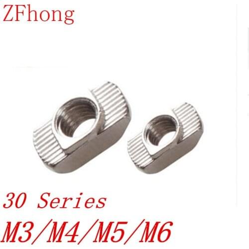 100PCS 3030 Alumininum profile T NUT m3 m4 m5 m6 Nut Hammer Nut Aluminum Connector T Fastener Nut Nickel Plated Carbon Steel