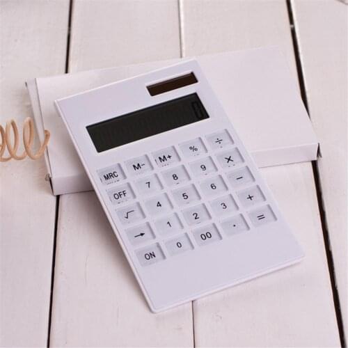 12 Digits Large Screen Display Desktop Calculator Solar And Battery Dual Power Crystal Button Calculator Ultra Thin