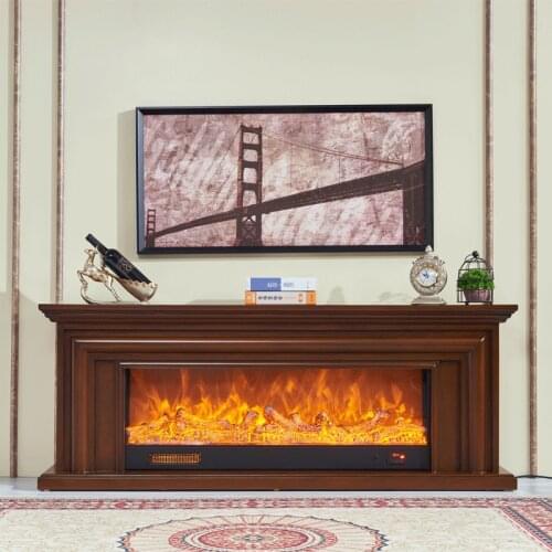 Electric European style chimneypiece W200cm wooden mantel plus Firebox artificial LED optical Flame Fireplace set TV Stand Bench