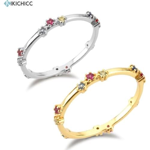 KIKICHICC 925 Sterling Silver Gold Colorful Zircon CZ Rings Women Fashion Fine Jewelry 2021 Wedding Crystal Jewels Round Party