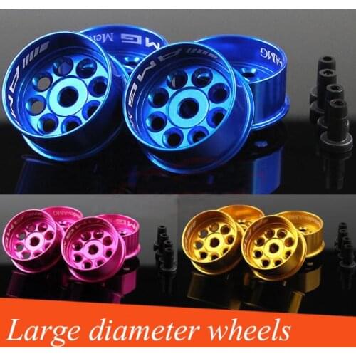 Free Shipping 4PCS Mini 4WD Large Diameter Metal Wheel Hub Aluminum Alloy Colorful Wheels For Tamiya Mini 4WD Racing Car