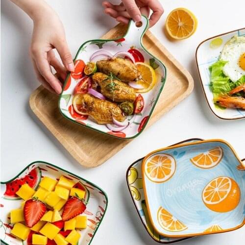 Creative Cheese Baked Rice Baking Tray cute oven Household Handle Baking Ceramic Western food Fruit Tableware