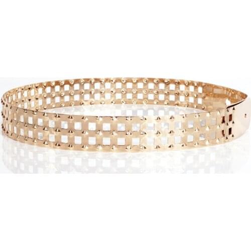 Hot Selling Fashion 2021 Gold Mirror Buckles Belts The WomenS Punk Vintage Rivet Belt Metal waistband For Female BL59