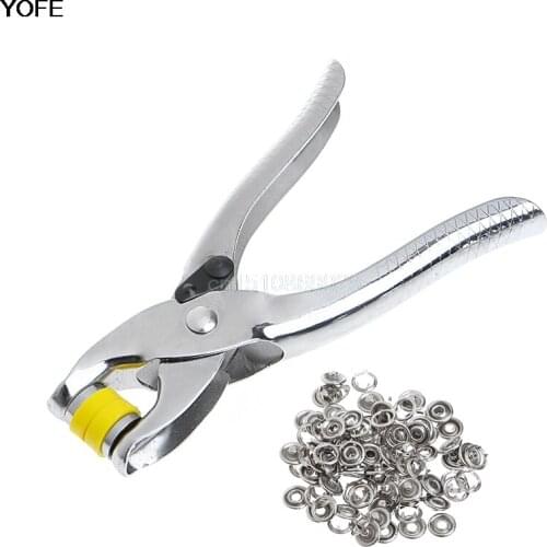 Metal Prong Ring Snap Fasteners Press Studs Poppers Plier 9.5mm 100Pcs Ring Snap