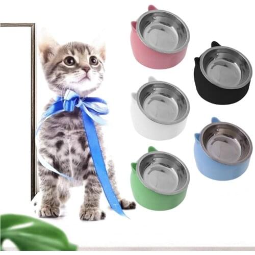 Stainless Steel Cat Dog Food Bowl 15°Slanted Non-slip Pet Utensils Puppy Feeding Container Supplies Drop Ship