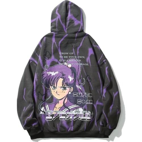 Hip Hop Hoodie Men Anime Anime Butterfly Beauty Girl Print Harajuku Hoodie Sweatshirt 2020 Winter Fleece Cotton Pullover Top Men