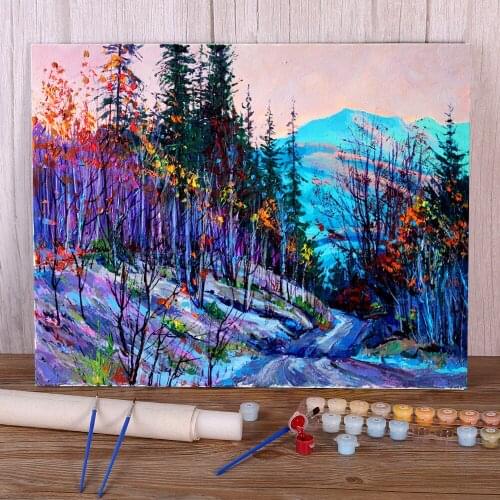 Landscape Autumn Morning Coloring By Numbers Painting Complete Kit Oil Paints 50*70 Oil Painting Wall Paintings For Handiwork