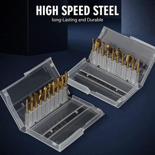 20PCS DIY Woodworking Carving Engraving Router Bit Set with 1/8 Shank Titanium Coated for Dremel Rotary Tool Accessorie