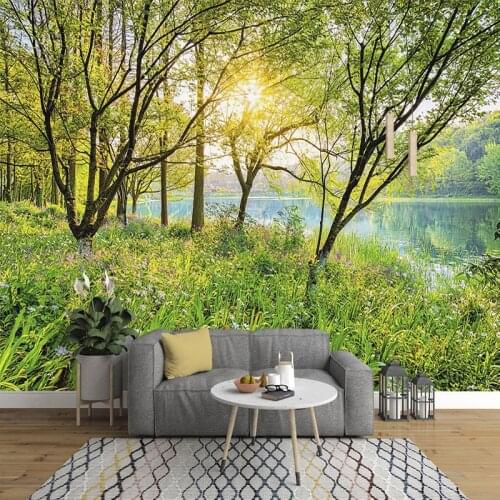 Custom Mural Wallpaper 3D Green Forest Nature Landscape Wall Painting Living Room TV Bedroom Home Decor Wall Paper For Walls 3 D