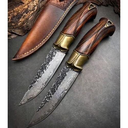 VG10 Damascus Steel Fixed Blade Desert Ironwood Knife Tactical Utility Knife Outdoor Straight Hunting Camping Knives EDC Tools